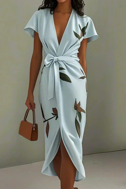 ALTHEA – Vestido midi elegante estilo cruzado para mujer