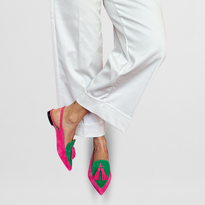 Mocasines slingback de mujer con punta fina y borlas – NELE