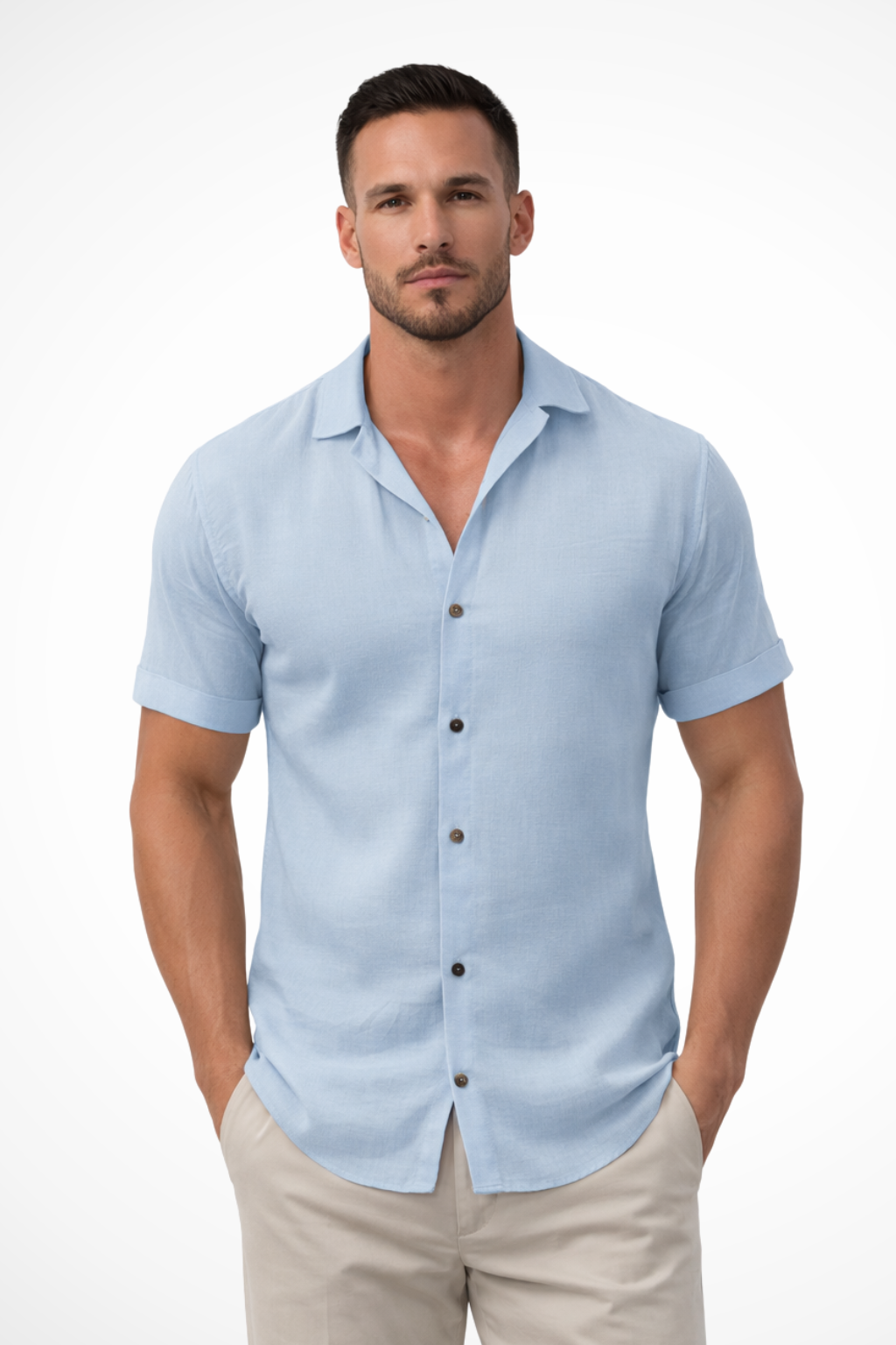 Caleb – Camisa de verano de manga corta con botones para hombre