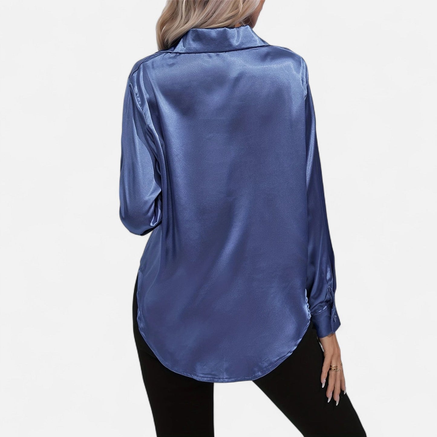 Dorevelle – Camisa satén para mujer con cuello clásico