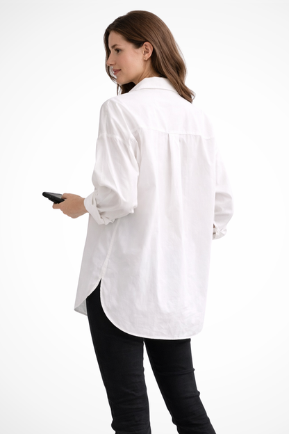Selvyn – Blusa oversized de botones y manga larga para mujer