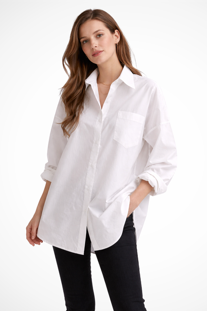 Selvyn – Blusa oversized de botones y manga larga para mujer