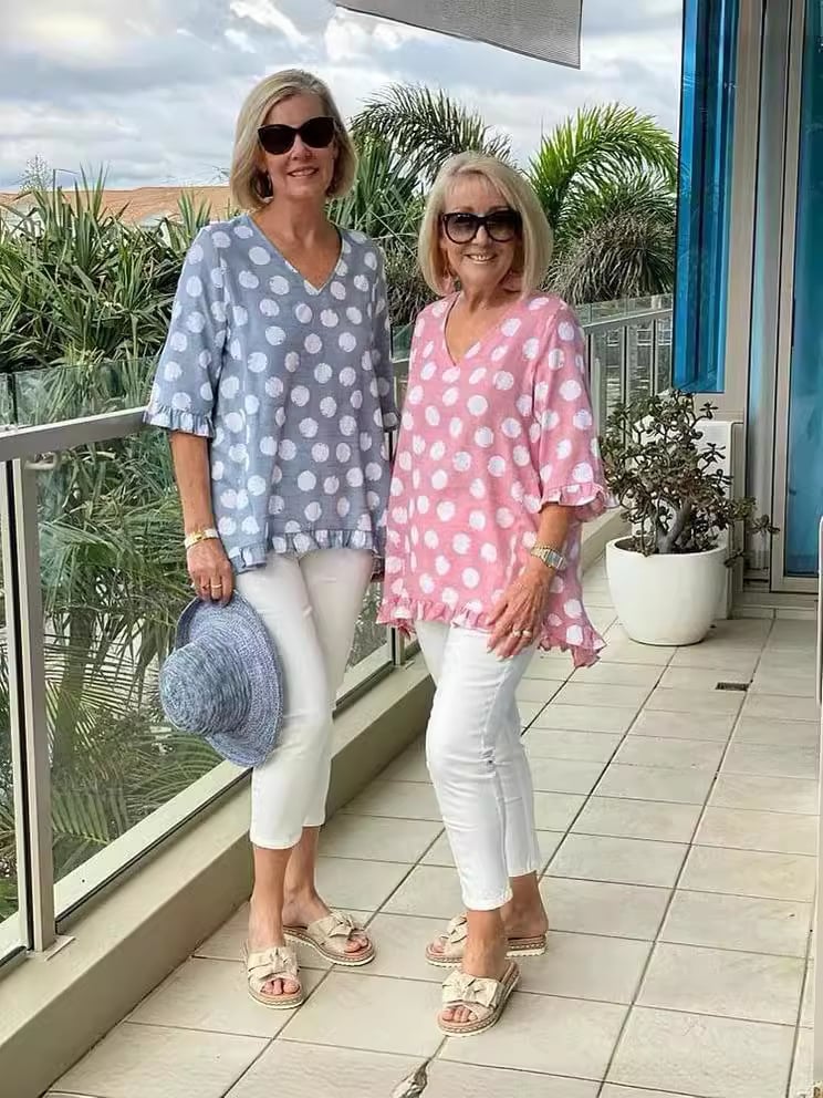 Blusa estampada con escote en V y caída fluida – ELIA