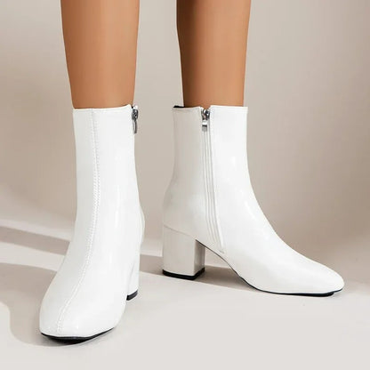Botines de mujer con tacón ancho y cremallera lateral – ZILLI