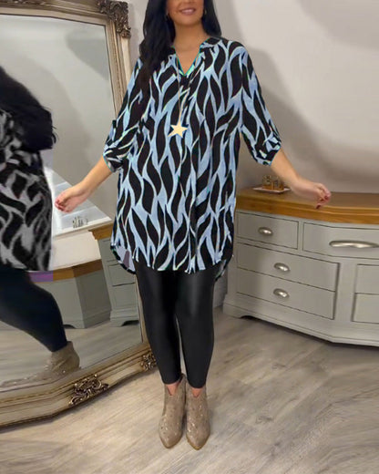 Blusa túnica elegante con estampado gráfico para mujer – VÉRANIA