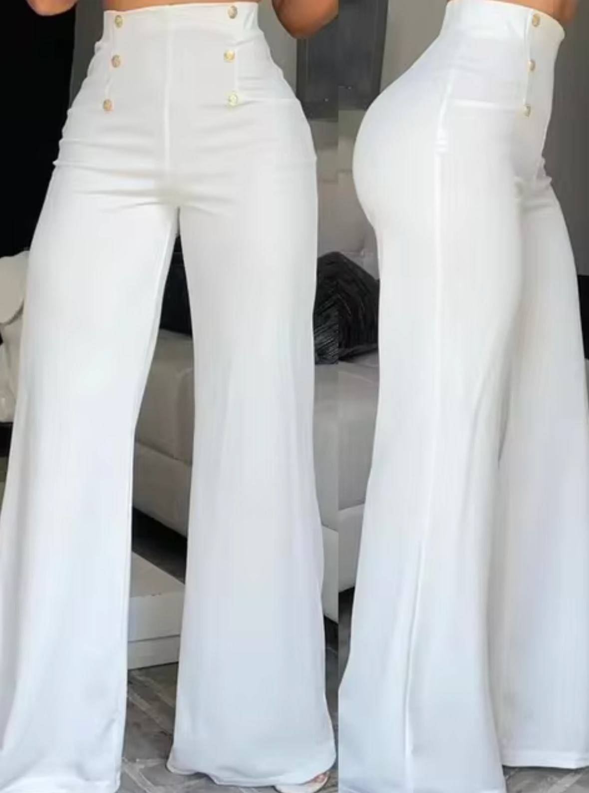 NIA - Pantalón de campana elegante con cintura alta para mujer