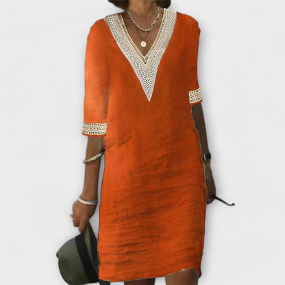 LUNA – Vestido corto veraniego de estilo bohemio con mangas cortas para mujer