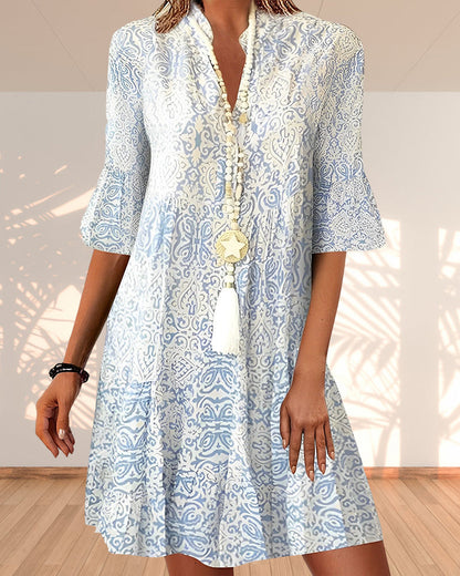 Celeste – Vestido de verano con escote en V para mujer