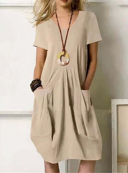 Vestido casual cómodo con bolsillos y corte fluido – MAÉLIA