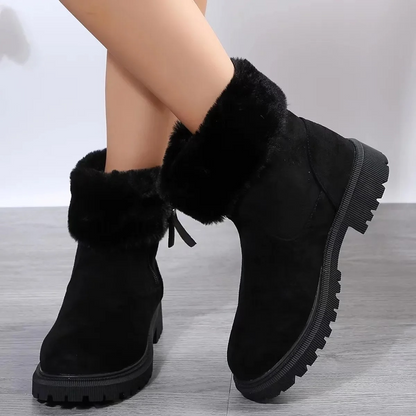 LINA - Botas de invierno forradas a prueba de viento con puntera redonda