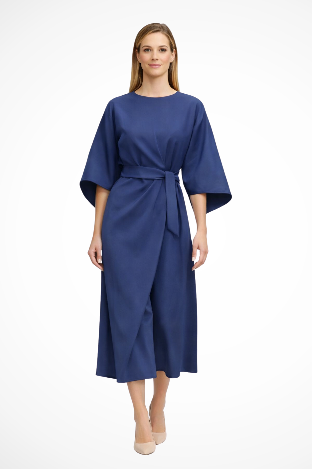 Elina – Vestido midi formal con detalle de botones y abertura lateral para mujer