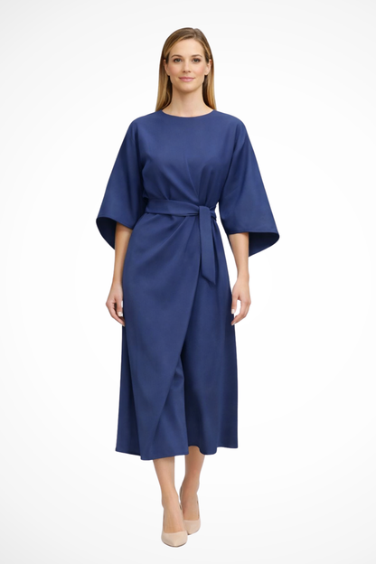 Elina – Vestido midi formal con detalle de botones y abertura lateral para mujer