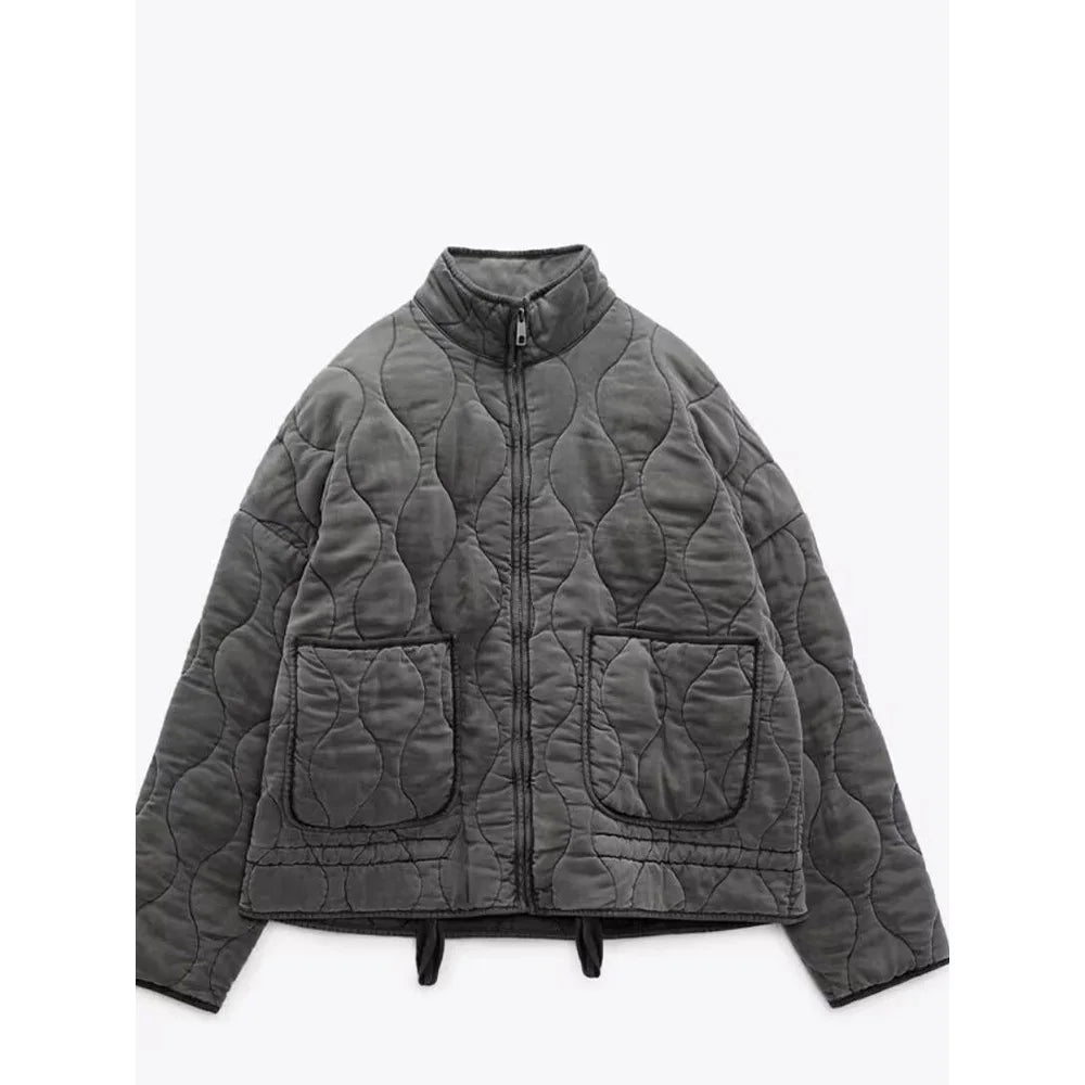 MIREILLE - Elegante abrigo de invierno acolchado con diseño de diamante para mujeres