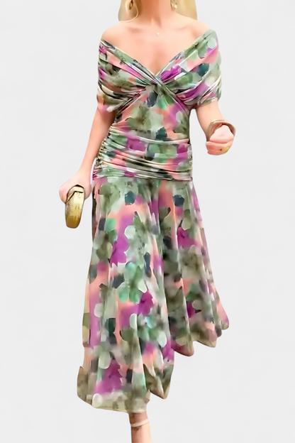 Amaranta – Vestido maxi floral con escote en V para mujer