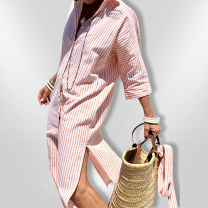Vestido camisero con rayas y tejido ligero – SOLÉNA