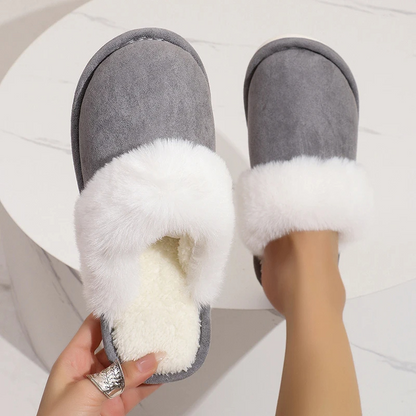 VALEY - Zapatillas de casa para mujer con punta redonda y forro de piel sintética