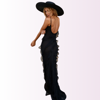 Marbella – Vestido maxi con volantes para mujer