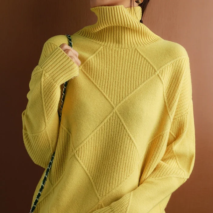 ISAURA - Suéter de punto con cuello alto y acogedor para mujeres