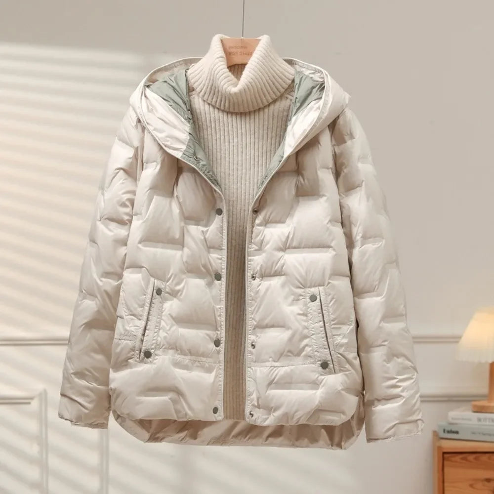 Abrigo de invierno acolchado con capucha para mujer – NOARA