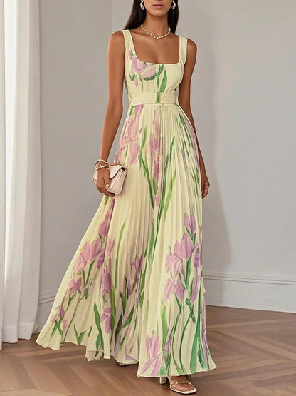 Almara – Vestido bohemio floral fluido en corte A para mujer