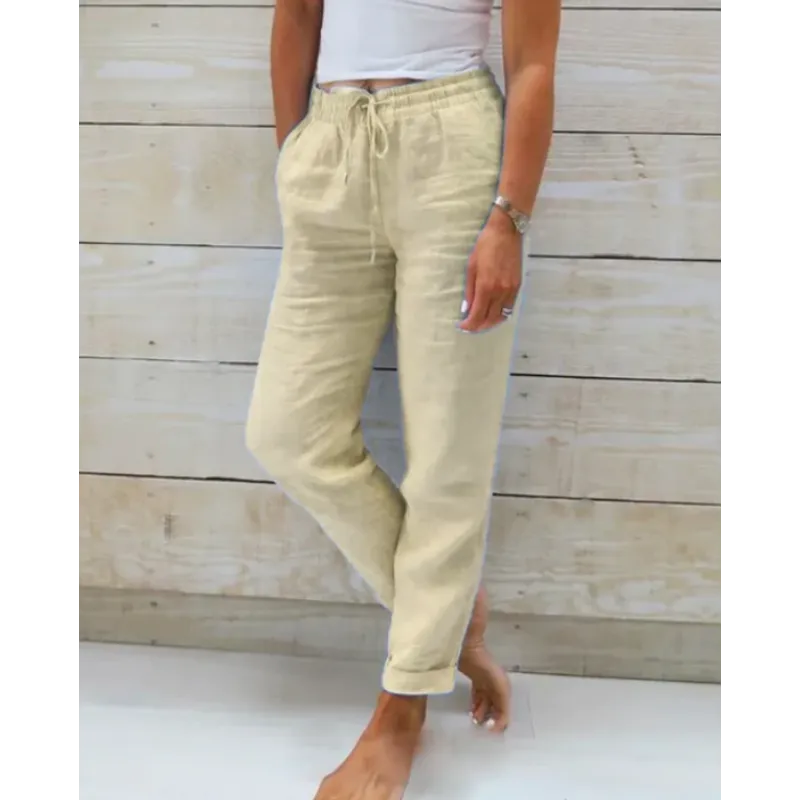 Aurea – Pantalones de mujer con corte relajado y cordón ajustable