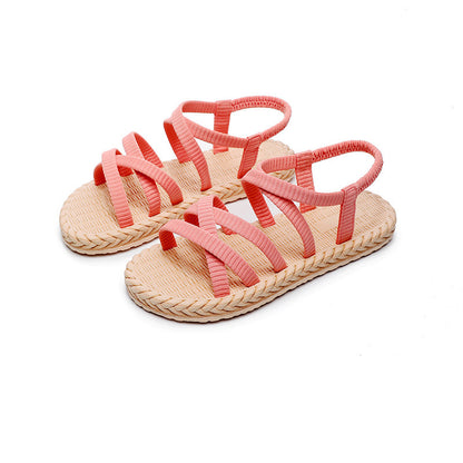 Teresa - Sandalias Nuevas de Paja de Imitación para Caminatas, Viajes y Playa para Mujer
