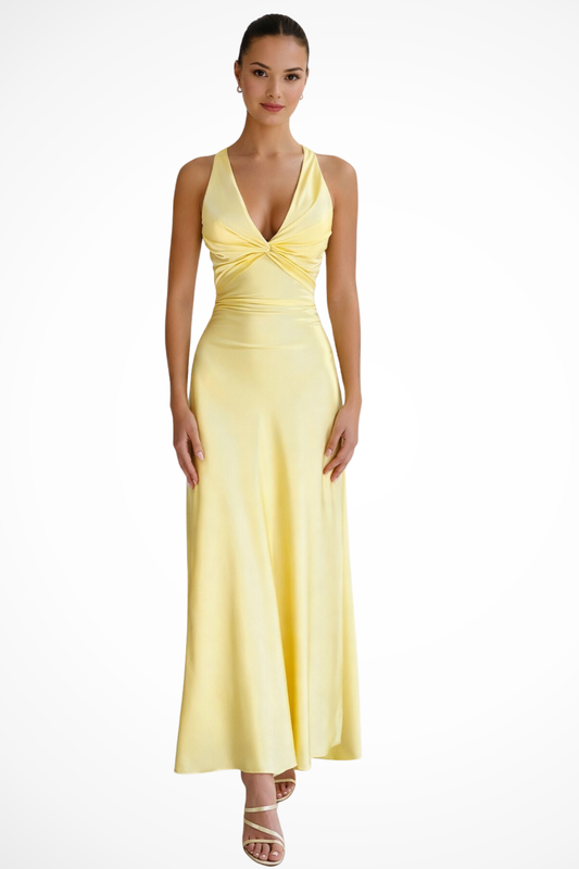 Alina – Vestido maxi elegante con cuello halter y espalda descubierta para mujer