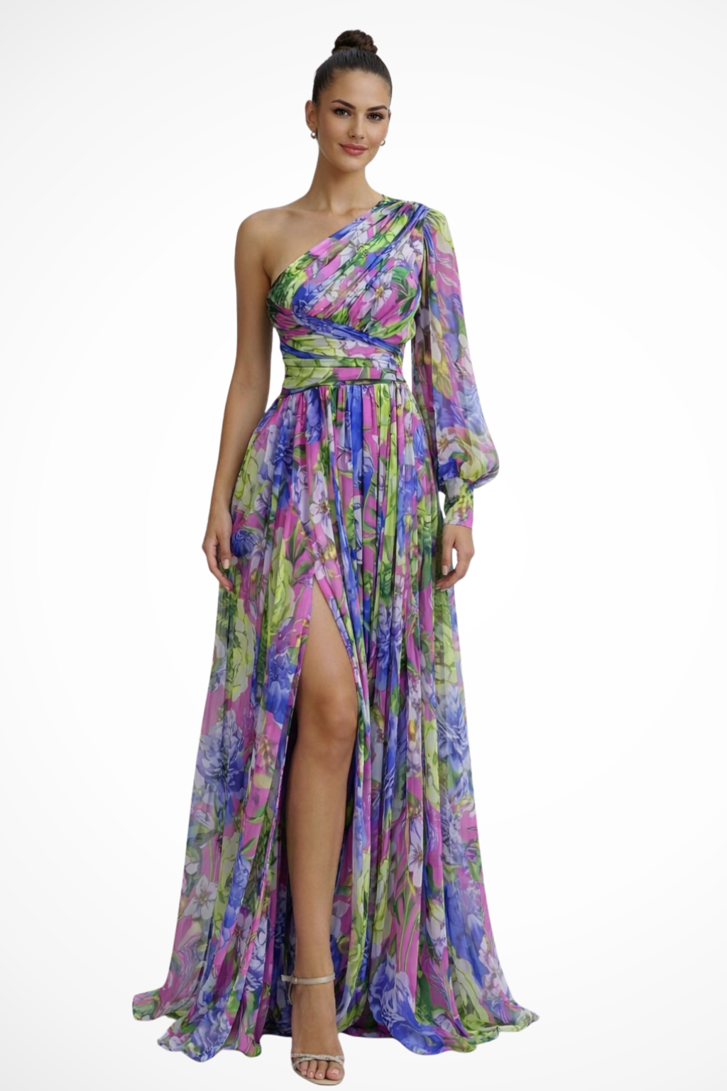 Arlette – Vestido maxi de un hombro fluido para mujer