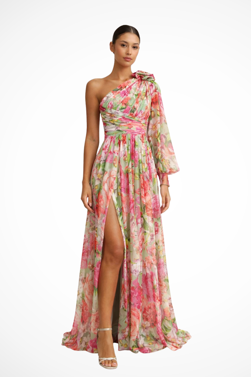 Arlette – Vestido maxi de un hombro fluido para mujer