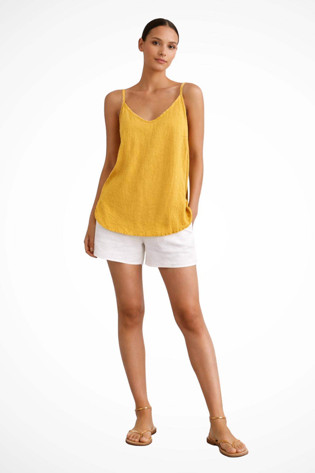 Nerina – Top de lino con tirantes finos para mujer