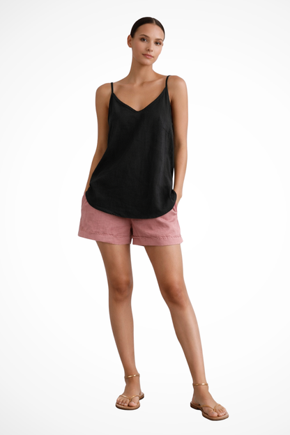 Nerina – Top de lino con tirantes finos para mujer