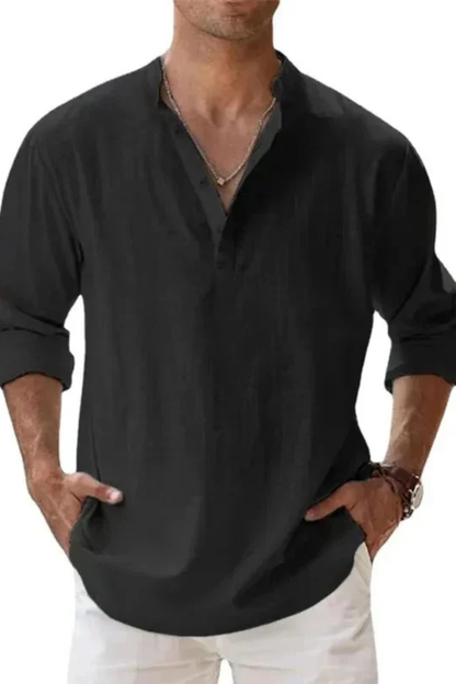Noah – Camisa Henley casual de lino para hombre