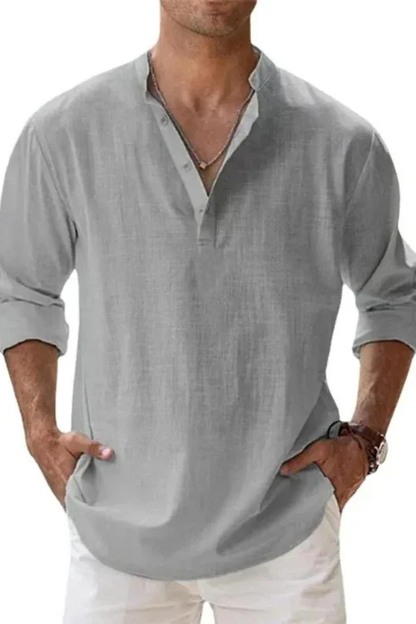 Noah – Camisa Henley casual de lino para hombre
