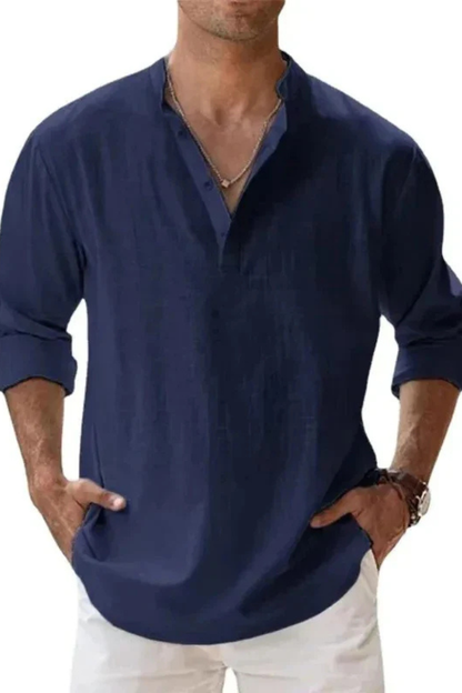 Noah – Camisa Henley casual de lino para hombre