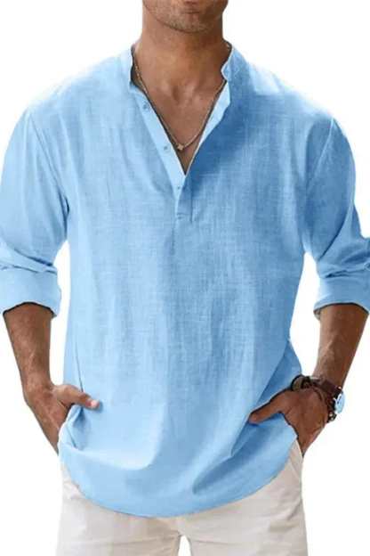 Noah – Camisa Henley casual de lino para hombre