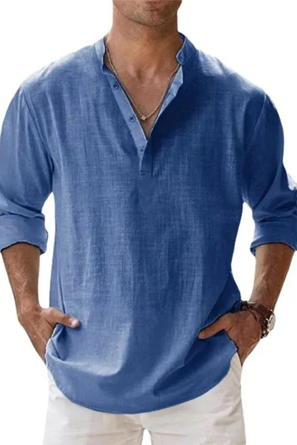 Noah – Camisa Henley casual de lino para hombre