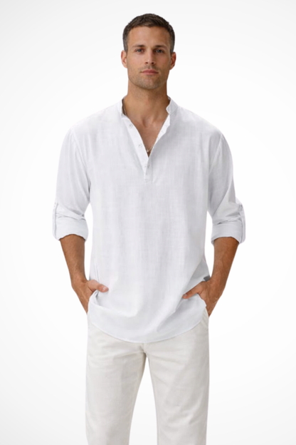 Noah – Camisa Henley casual de lino para hombre