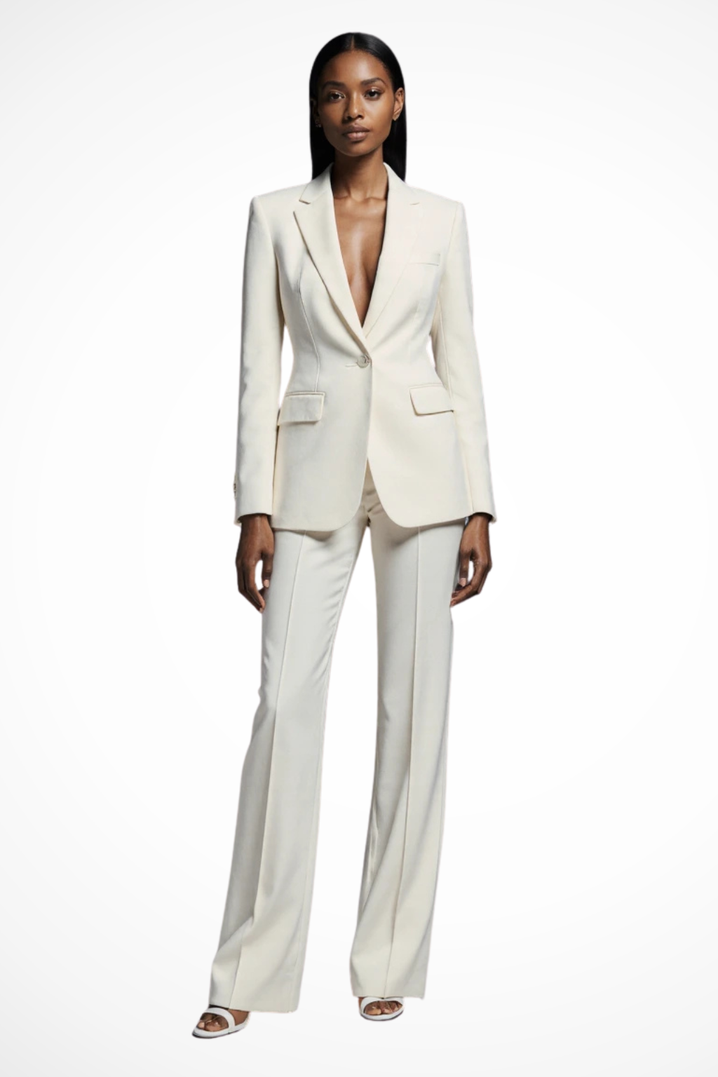 Liora – Conjunto de blazer entallado y pantalones de pierna ancha para mujer