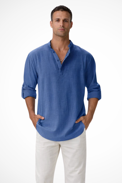 Noah – Camisa Henley casual de lino para hombre