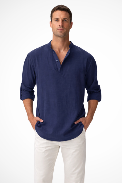 Noah – Camisa Henley casual de lino para hombre
