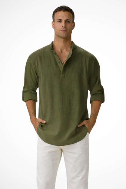 Noah – Camisa Henley casual de lino para hombre