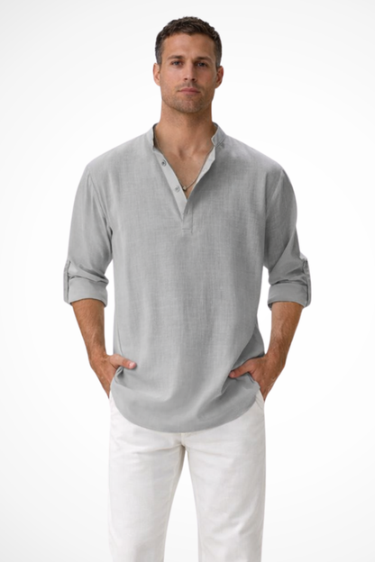 Noah – Camisa Henley casual de lino para hombre