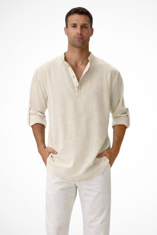 Noah – Camisa Henley casual de lino para hombre