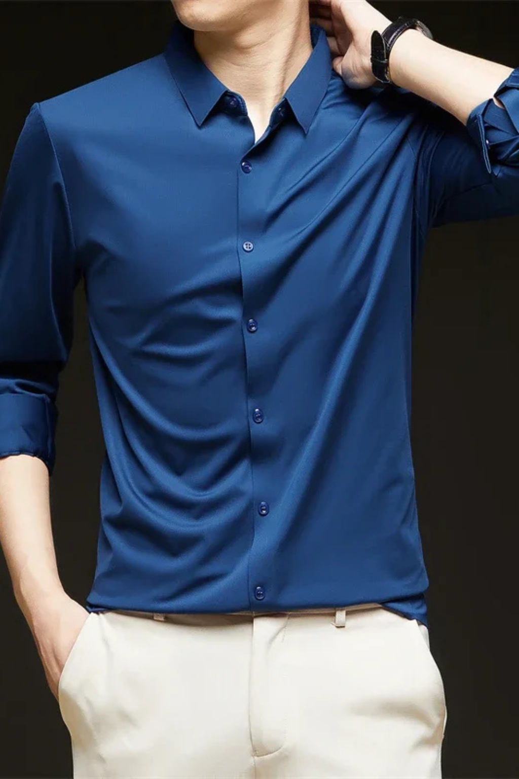 Ethan – Camisa de hombre casual con manga larga y botones