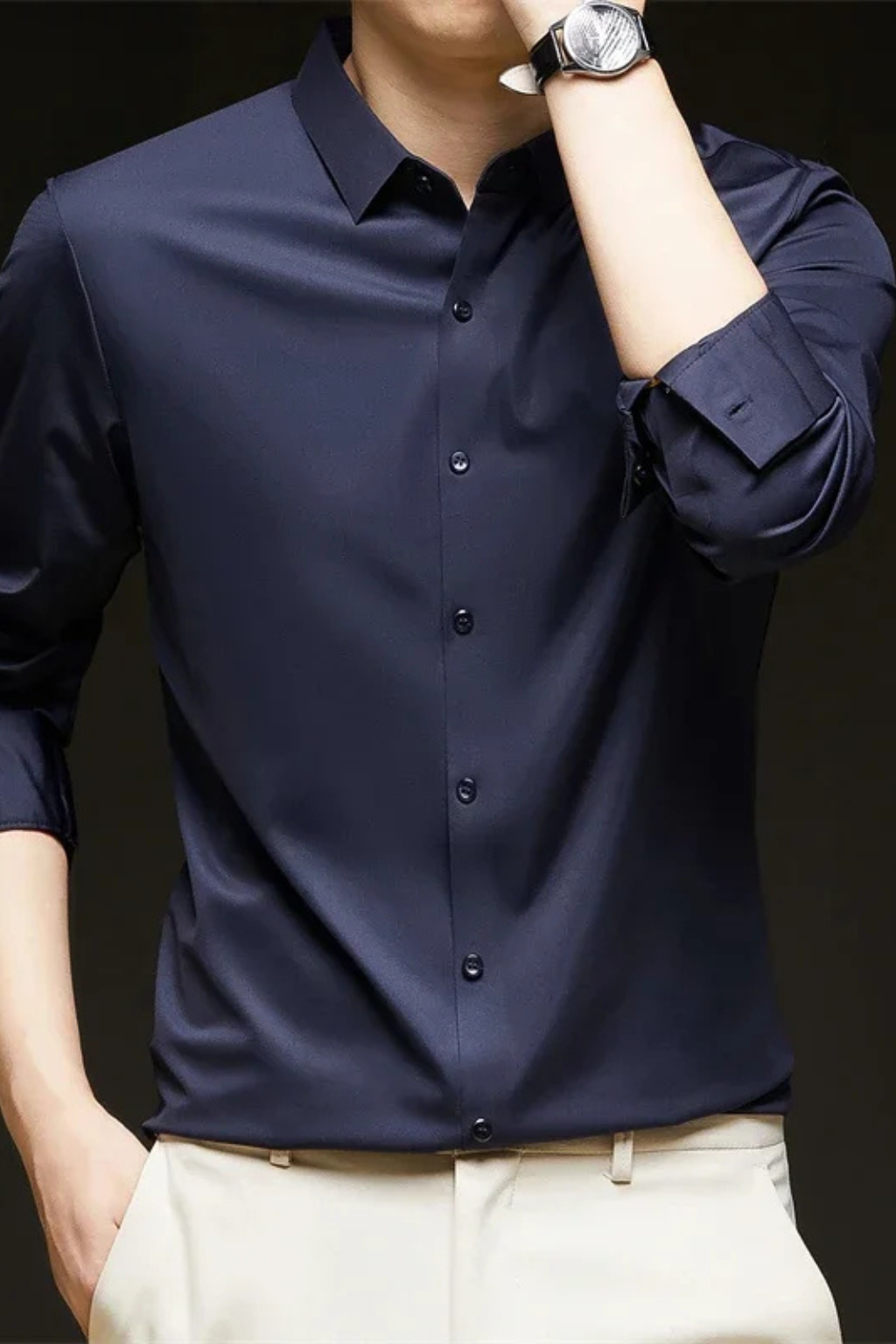 Ethan – Camisa de hombre casual con manga larga y botones