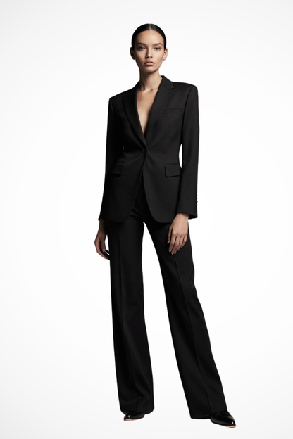 Liora – Conjunto de blazer entallado y pantalones de pierna ancha para mujer