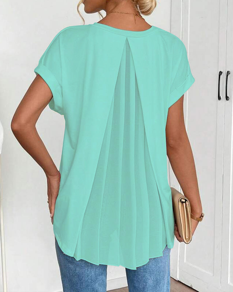 Top de Dama con Escote en V y Mangas Dobles para un Estilo Casual – MALVINA
