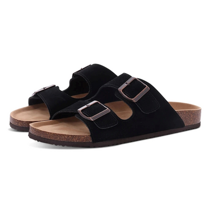 Sandalias de verano con punta abierta y doble hebilla – Calyssa