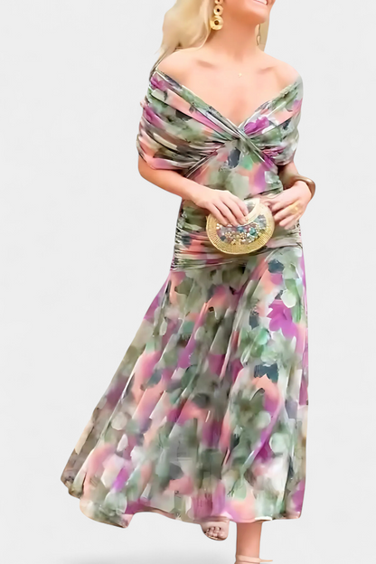 Amaranta – Vestido maxi floral con escote en V para mujer