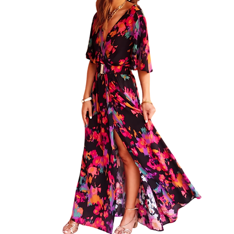 Adelina – Vestido maxi cruzado de verano para mujer